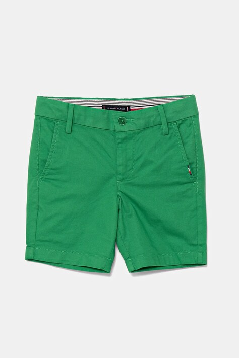 Detské krátke nohavice Tommy Hilfiger zelená farba, KB0KB09641
