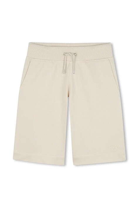 HUGO pantaloni scurți copii culoarea bej, G00364