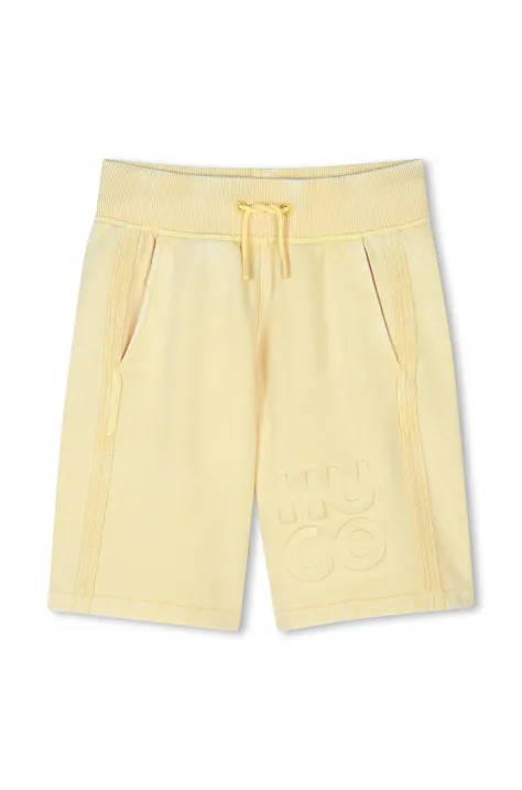 HUGO pantaloni scurti copii culoarea galben, G00366