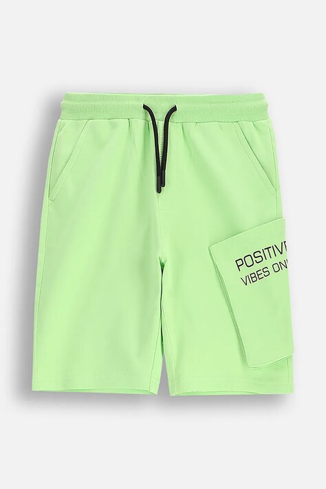 Coccodrillo pantaloni scurți din bumbac pentru copii culoarea verde, talie reglabilă, EVERYDAY BOY