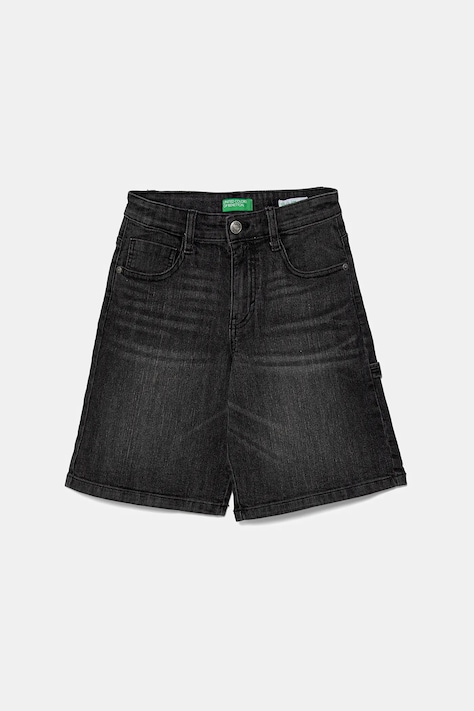 United Colors of Benetton pantaloni scurți din denim pentru copii culoarea negru, talie reglabila, 4PORC903I