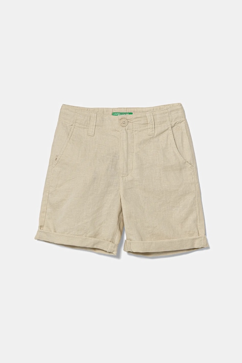 United Colors of Benetton pantaloni scurți de in pentru copii culoarea bej, talie reglabila, 43WBC901E