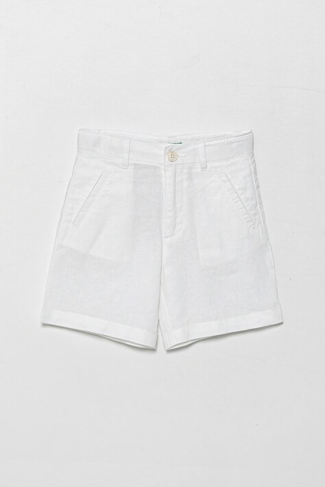 Παιδικό λινό σορτς United Colors of Benetton χρώμα: άσπρο, 43WBG901G