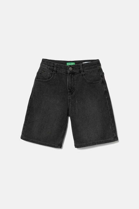 United Colors of Benetton pantaloni scurți din denim pentru copii culoarea negru, talie reglabila, 44LGC9048