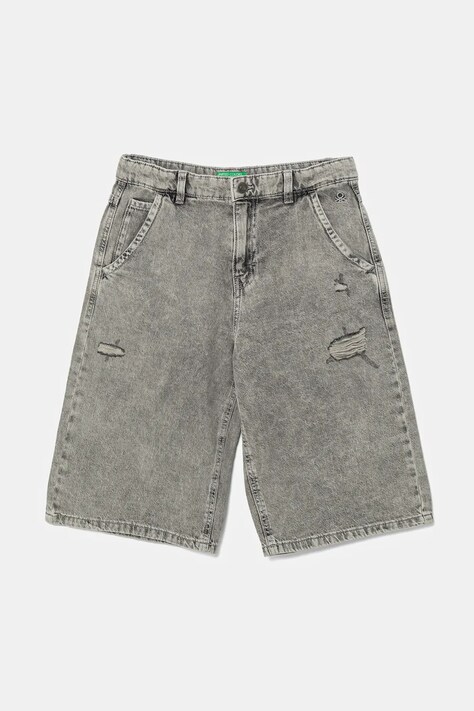 Дънков къс панталон United Colors of Benetton в сиво с регулируема талия 4AD7C9045