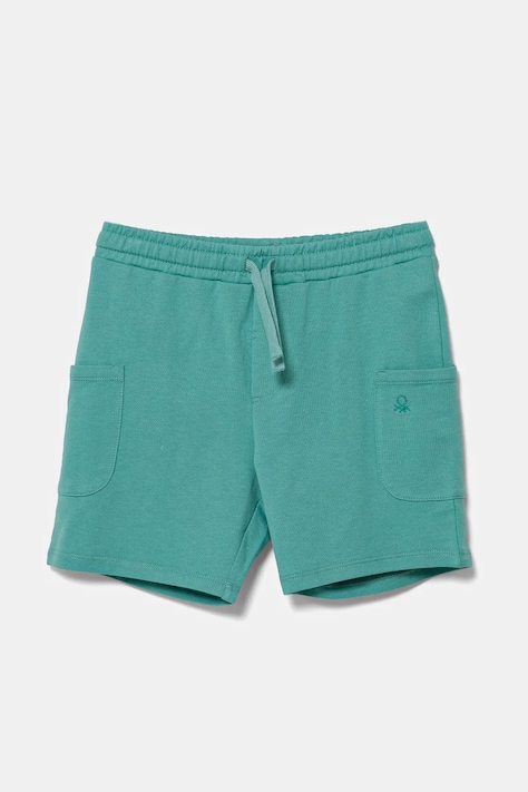 United Colors of Benetton pantaloni scurți din bumbac pentru copii culoarea turcoaz, talie reglabila, 39DJG901C
