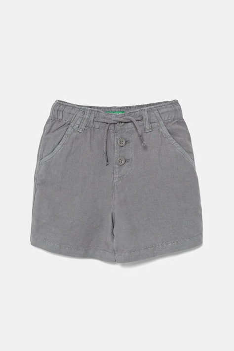 Dětské šortky s příměsí lnu United Colors of Benetton šedá barva, nastavitelný pas, 41DAG902X