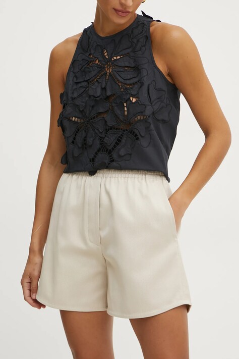 Бавовняні шорти Forte Forte колір бежевий однотонні висока посадка 13541.my pants