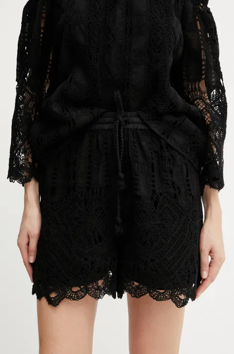 Pinko szorty damskie kolor czarny wzorzyste high waist 104856 A2G9