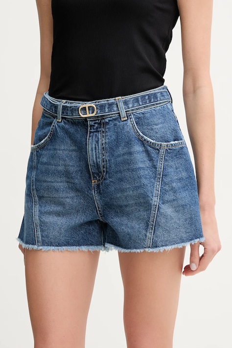 Twinset pantaloni scurți din denim femei, uni, high waist, 251TP2575
