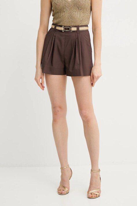 Twinset szorty damskie kolor brązowy gładkie high waist 251TT2106