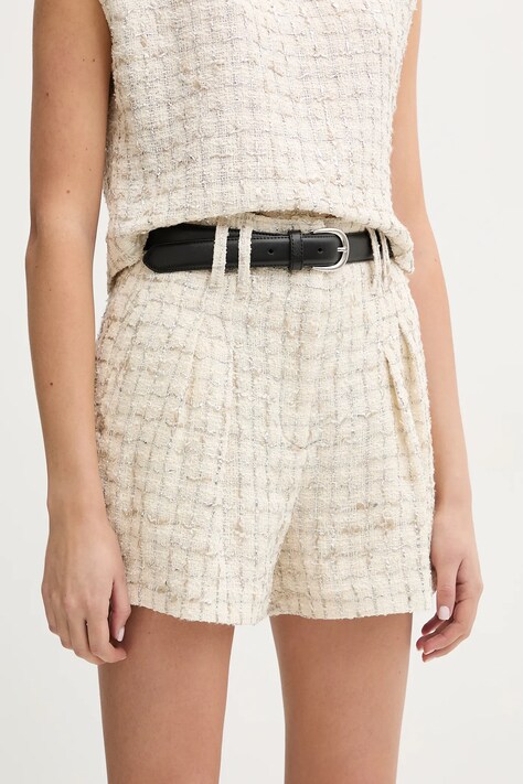 IRO pantaloni scurți din amestec de in femei, culoarea bej, modelator, high waist, WP30XAGA