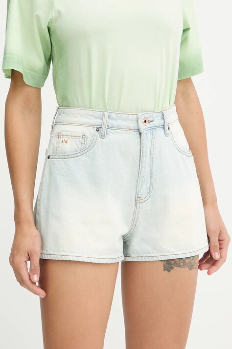 Rifľové krátke nohavice Armani Exchange jednofarebná, vysoký pás, XW000135 AF12855