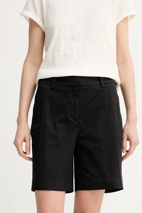 Marc O'Polo pantaloni scurți culoarea negru, uni, high waist, 503040015019