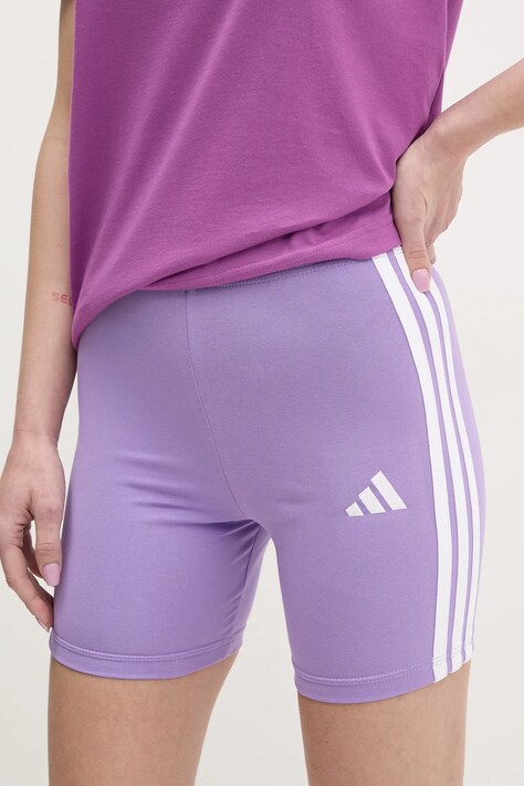 adidas rövidnadrág Essentials női, lila, nyomott mintás, magas derekú, JD0914