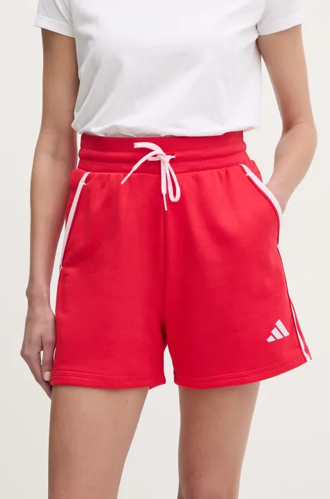 adidas pantaloni scurți W CB Color Pop femei, culoarea roșu, cu imprimeu, medium waist, JG6216