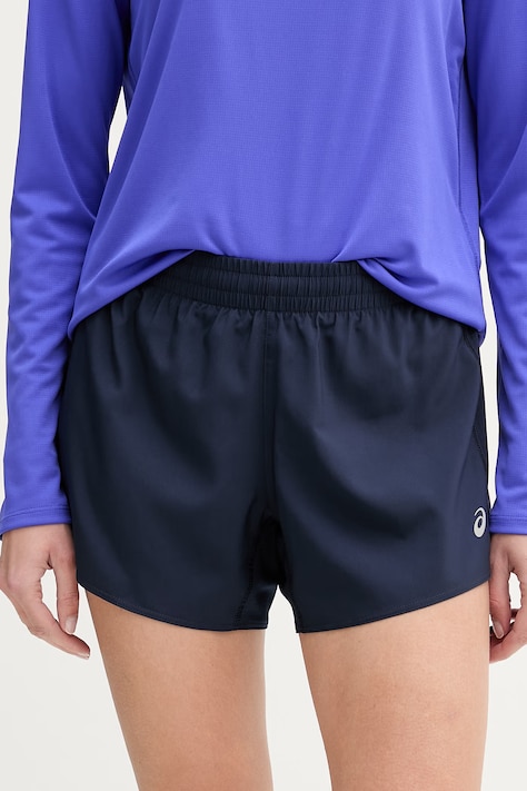 Asics szorty do biegania Core kolor granatowy gładkie medium waist 2012D168