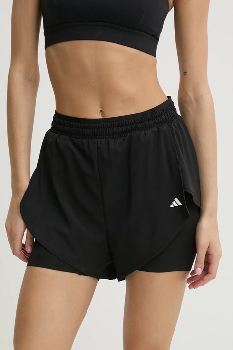 Tréninkové šortky adidas Performance Aeroready černá barva, hladké, high waist, IQ2655