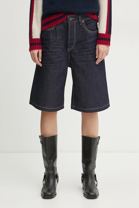 Джинсовые шорты Diesel DE-SIRE-SHORT SHORTS женские цвет синий однотонные высокая посадка A14051.0GRDV