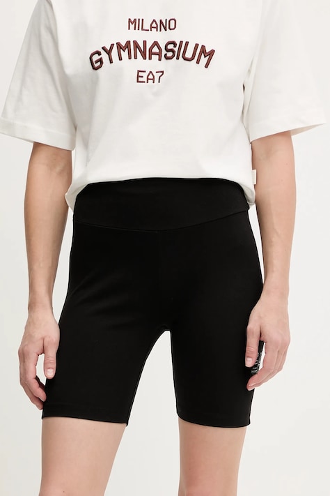 Kraťasy EA7 Emporio Armani dámské, černá barva, medium waist, AF12484.7W000112
