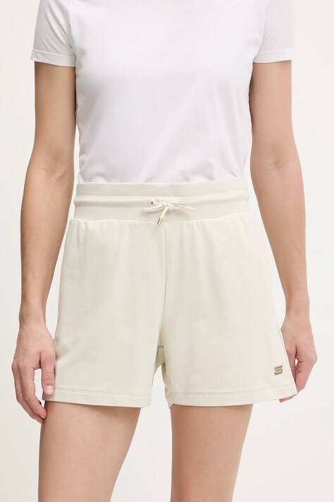 EA7 Emporio Armani pantaloni scurți culoarea bej, uni, medium waist, AF13135.7W000079