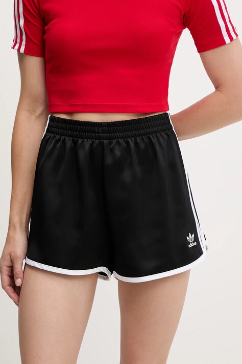 Къс панталон adidas Originals 3S SPRINTER в черно с апликация с висока талия JD3119