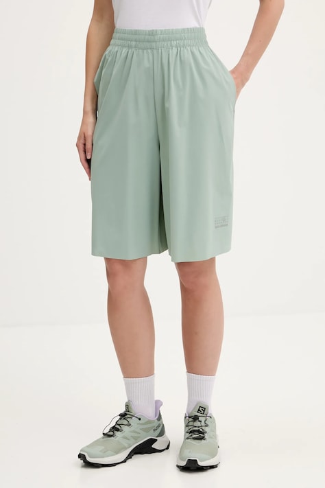 MM6 Maison Margiela pantaloni scurți x Salomon culoarea verde, uni, high waist, S52MU0131.M35417