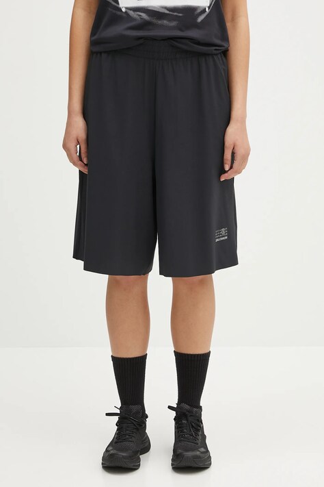 Къс панталон MM6 Maison Margiela x Salomon в черно с изчистен дизайн с висока талия S52MU0131.M35417