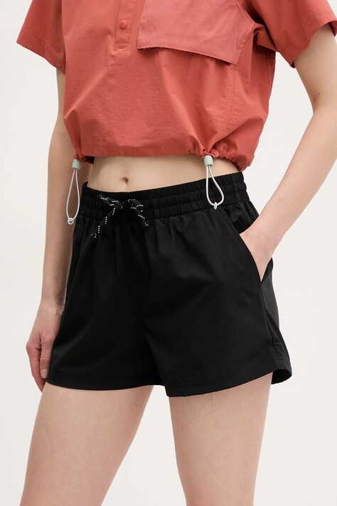 Columbia pantaloni scurti BlueVista femei, culoarea negru, neted, medium waist, 2119153