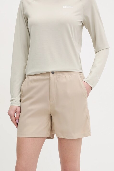 Outdoorové šortky Columbia Cedar Crest béžová barva, high waist, 2119823