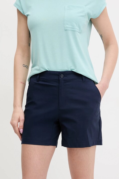 Columbia pantaloni scurți outdoor Leslie Falls culoarea albastru marin, uni, medium waist, 2126061