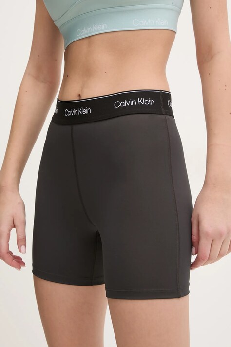 Tréninkové šortky Calvin Klein Performance černá barva, s potiskem, high waist, LVGWS5L706