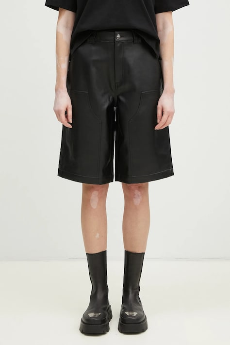 Kraťasy Carhartt WIP Norwich DK Short dámské, černá barva, hladké, high waist, I034448.89XX