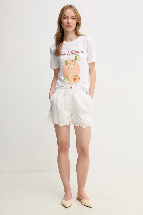 Бавовняні шорти Pepe Jeans DOUCE — SS25-SZD079, білий — фото 2