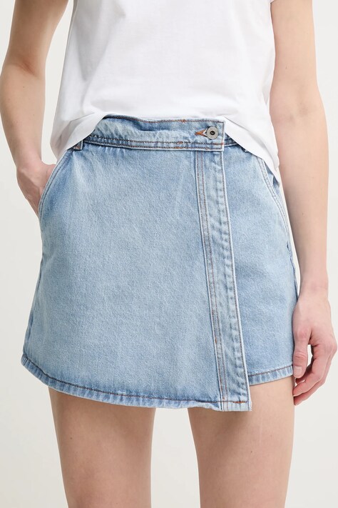 Pepe Jeans fustă și pantaloni denim REGULAR SKORT HW femei, neted, high waist, PL801187NC9