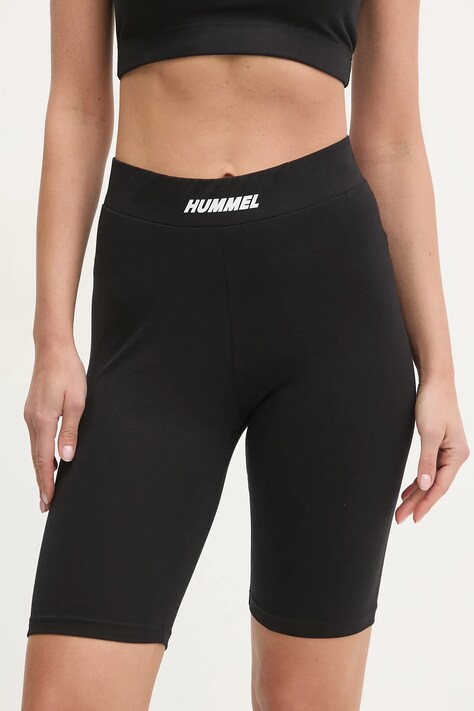 Hummel szorty damskie kolor czarny z nadrukiem high waist 228769