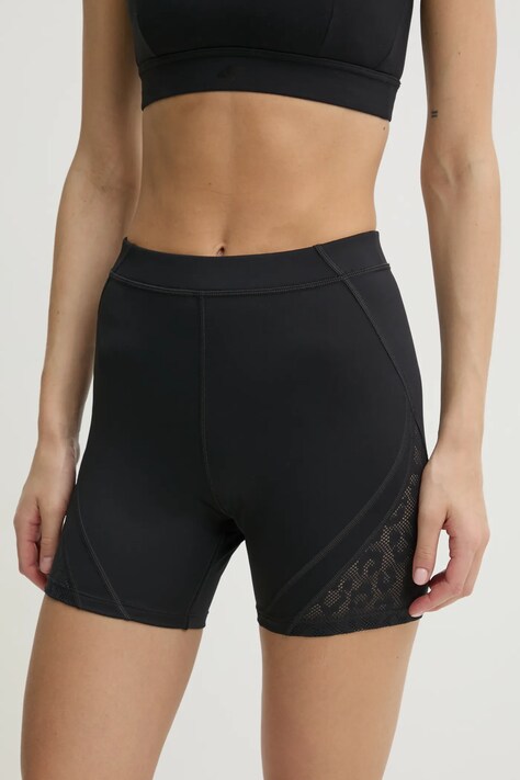 Reebok pantaloni scurți de antrenament culoarea negru, uni, high waist, 100230998