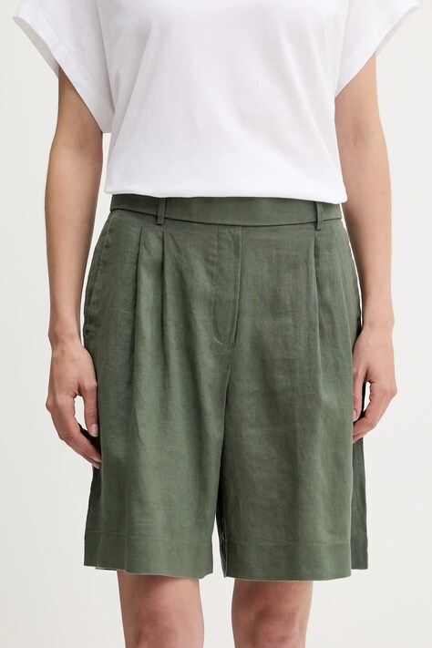 United Colors of Benetton pantaloncini in lino colore verde 4AGHD901V