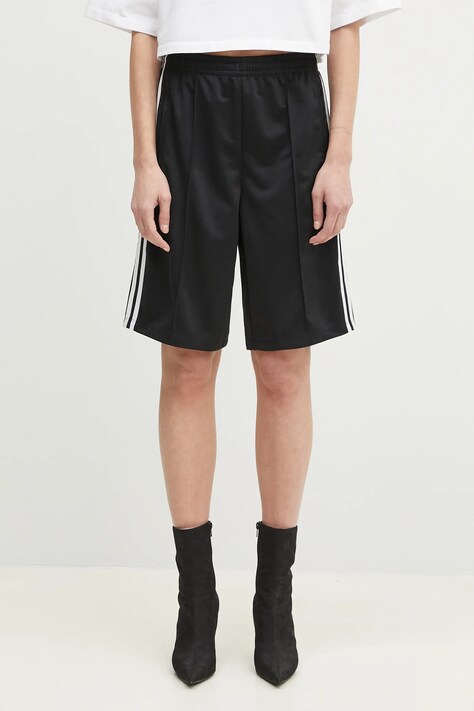 adidas Originals szorty Firebird damskie kolor czarny z aplikacją high waist JD0286