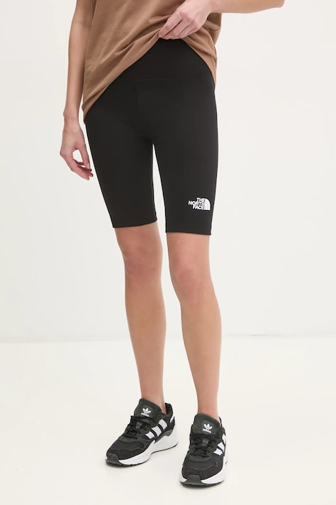 The North Face pantaloni scurti Simple Dome femei, culoarea negru, neted, high waist, NF0A8C2HJK31