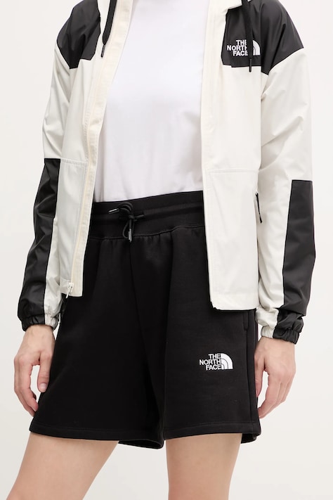 The North Face szorty Essential Relaxed damskie kolor czarny z aplikacją high waist NF0A8C2FJK31