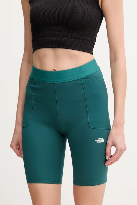 The North Face szorty sportowe Refina damskie kolor zielony gładkie high waist NF0A8EF76GI1