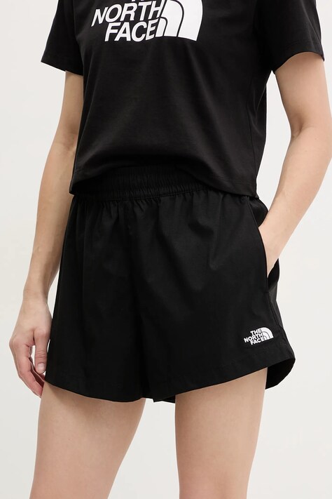 The North Face pantaloni scurți Class V Pathfinder femei, culoarea negru, uni, high waist, NF0A8BJ1JK31