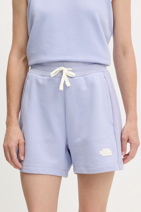 The North Face szorty Terry Relaxed damskie kolor niebieski gładkie high waist NF0A8C270VI1