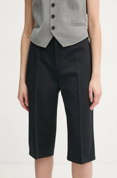 Filippa K pantaloni scurți din amestec de in culoarea negru, modelator, high waist, 31428