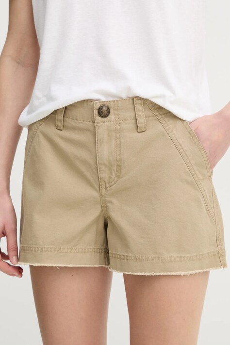 Bavlněné šortky ZADIG&VOLTAIRE dámské, zelená barva, hladké, medium waist, WWBS01155