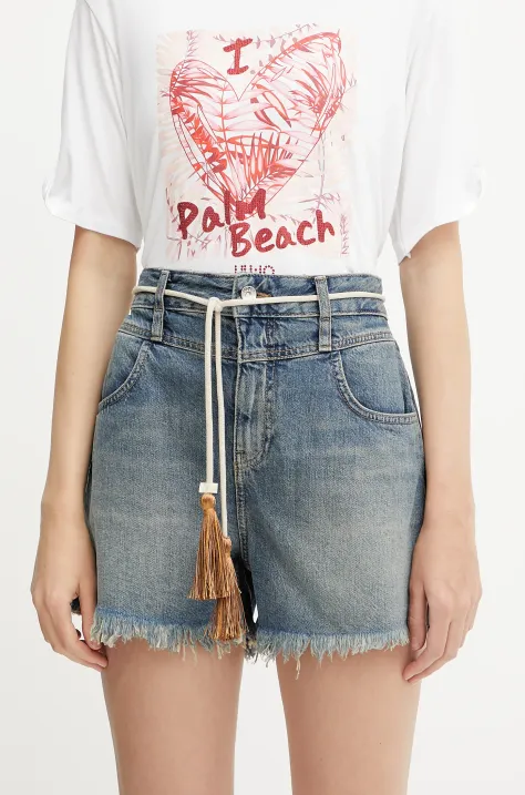 Liu Jo pantaloni scurți din denim uni, high waist, UA5152 D0244