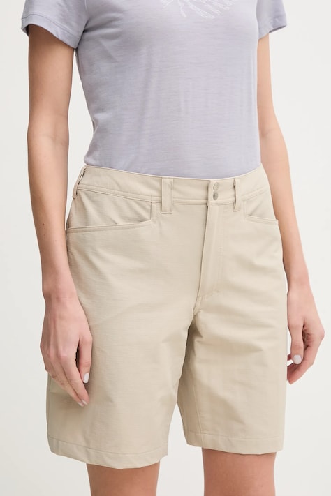 Haglöfs pantaloni scurți outdoor Korp Lite culoarea bej, neted, medium waist, 607877
