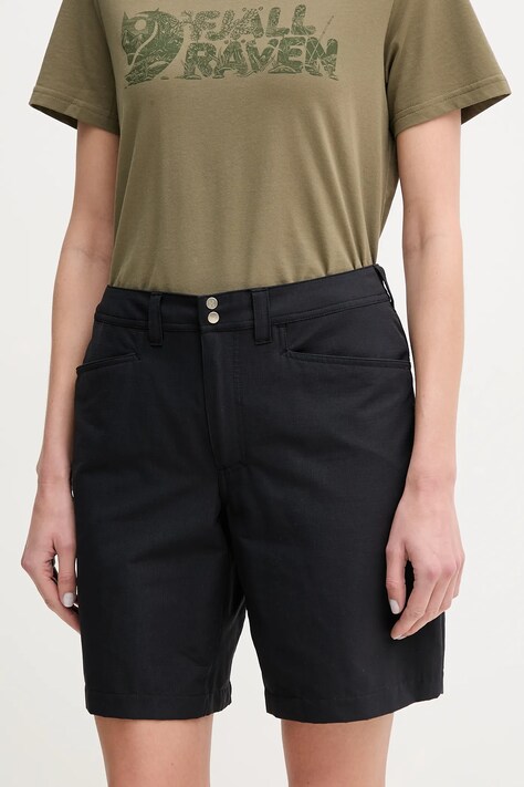 Haglöfs pantaloni scurți outdoor Korp Lite culoarea negru, neted, medium waist, 607877