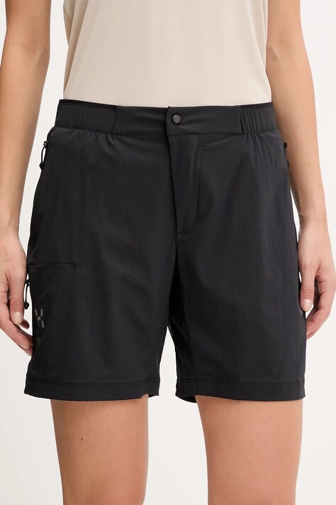 Haglöfs pantaloni scurți outdoor L.I.M Fuse II culoarea negru, uni, medium waist, 607710